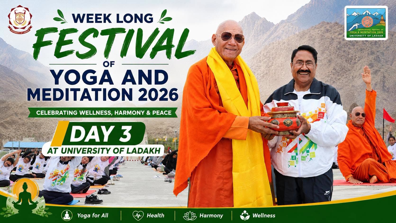 𝐘𝐨𝐠𝐚 𝐬𝐞𝐬𝐬𝐢𝐨𝐧 𝐡𝐞𝐥𝐝 𝐚𝐭 𝐔𝐧𝐢𝐯𝐞𝐫𝐬𝐢𝐭𝐲 𝐨𝐟 𝐋𝐚𝐝𝐚𝐤𝐡 𝐨𝐧 𝐃𝐚𝐲 3 𝐨𝐟 𝐈𝐧𝐭𝐞𝐫𝐧𝐚𝐭𝐢𝐨𝐧𝐚𝐥 𝐅𝐞𝐬𝐭𝐢𝐯𝐚𝐥 𝐨𝐟 𝐘𝐨𝐠𝐚 𝐚𝐧𝐝 𝐌𝐞𝐝𝐢𝐭𝐚𝐭𝐢𝐨𝐧 2026